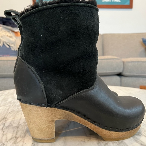 No. 6 Shearling Clog Boot High Heel in Black Suede Size 37 - Picture 5 of 7